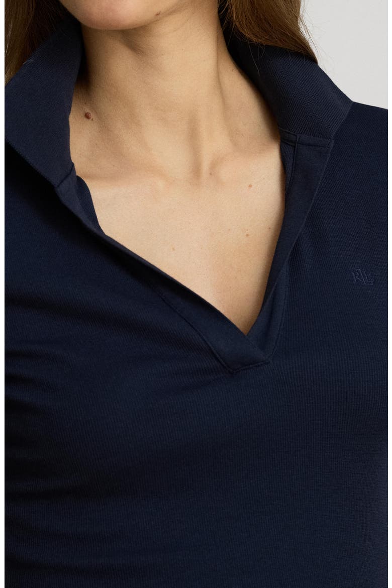 Adeena Stretch Cotton Blend Polo, Alternate, color, LAUREN NAVY BLUE