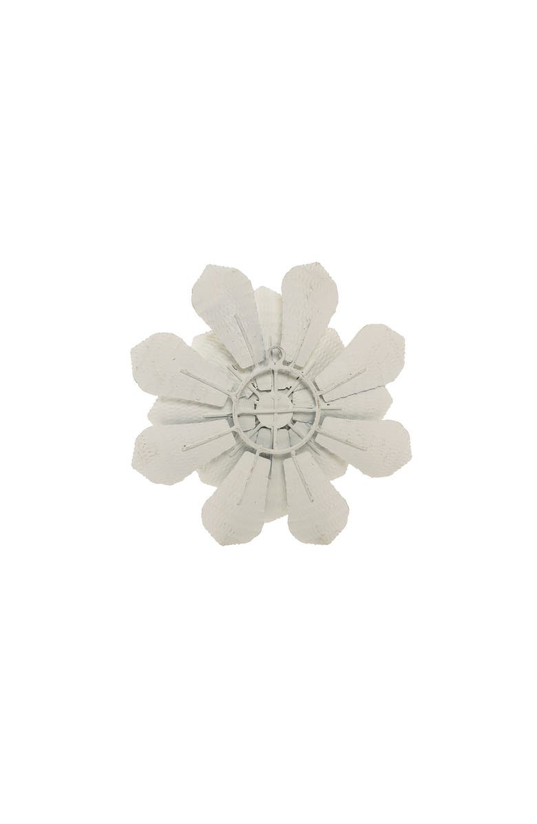 Foreside Home and Garden 8.75 x 8.75 inch White Metal Layered Flower Wall Décor, Alternate, color, White