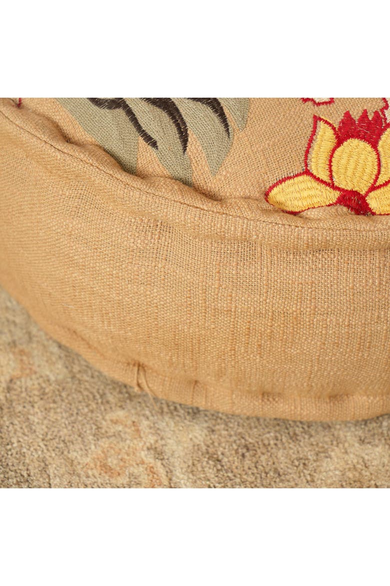 Floor Pouf with Tiger Print Embroidery, Alternate, color, Beige