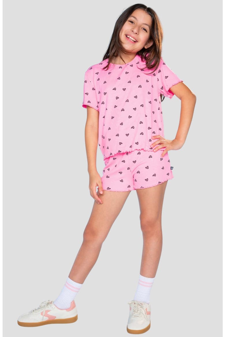 Kids' 2-Piece Easy Tee & Shorts Set, Alternate, color, NEON PINK