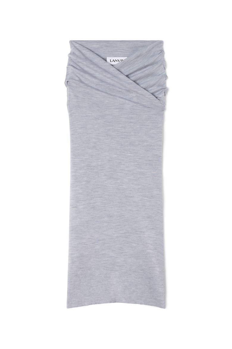 Draped Midi Skirt In Wool, Alternate, color, Light Grey