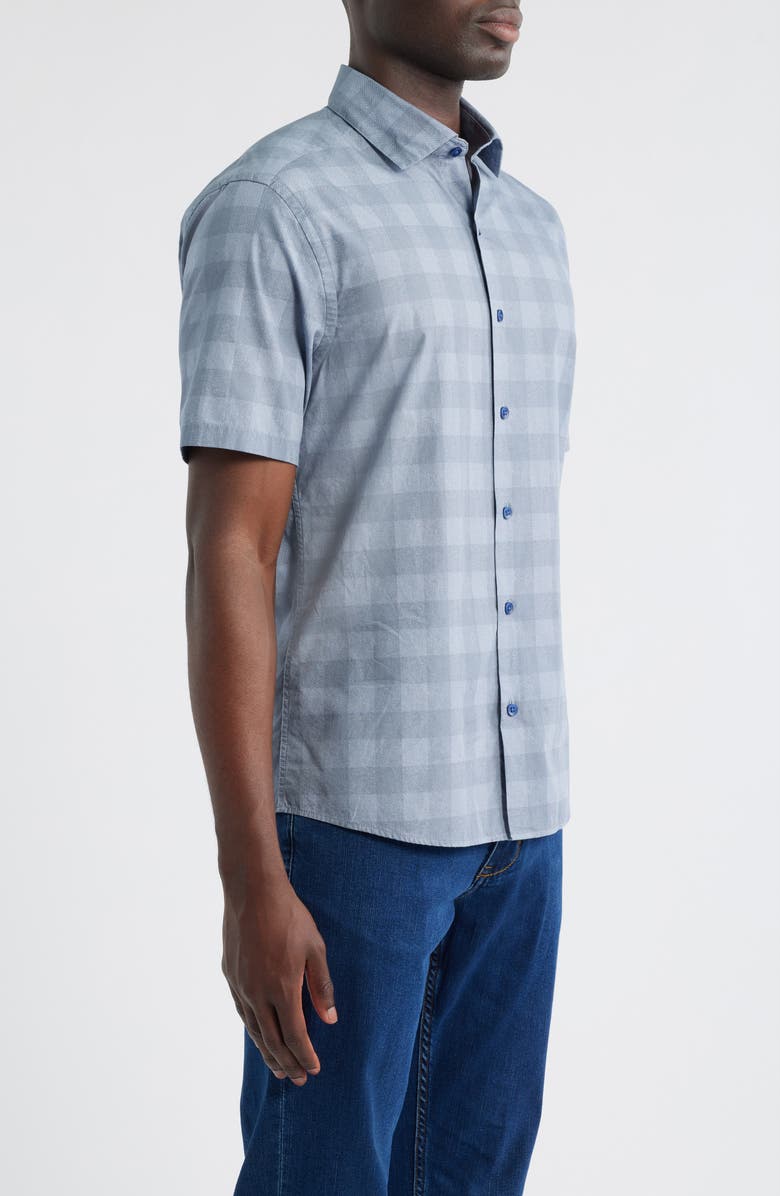 Robert Barakett Gabriel Check Short Sleeve Cotton Button-Up Shirt, Alternate, color, Blue
