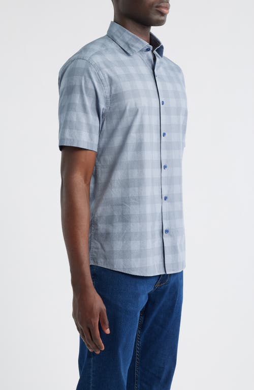 Robert Barakett Gabriel Check Short Sleeve Cotton Button-up Shirt In Gray