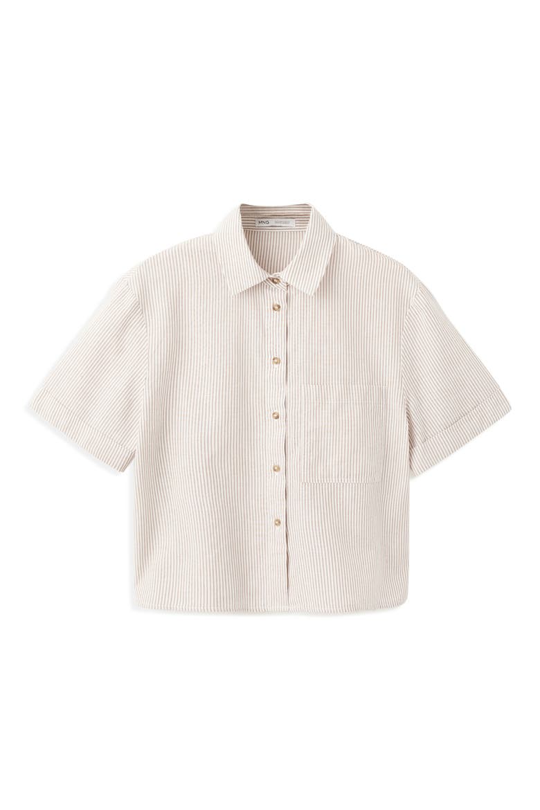 Stripe Short Sleeve Button-Up Shirt, Alternate, color, SAND