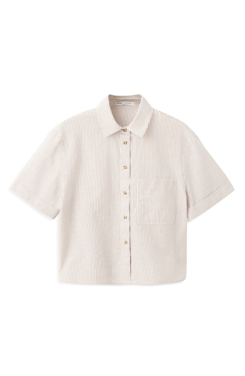 MANGO Stripe Short Sleeve Button-Up Shirt, Alternate, color, 