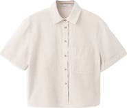 MANGO Stripe Short Sleeve Button-Up Shirt