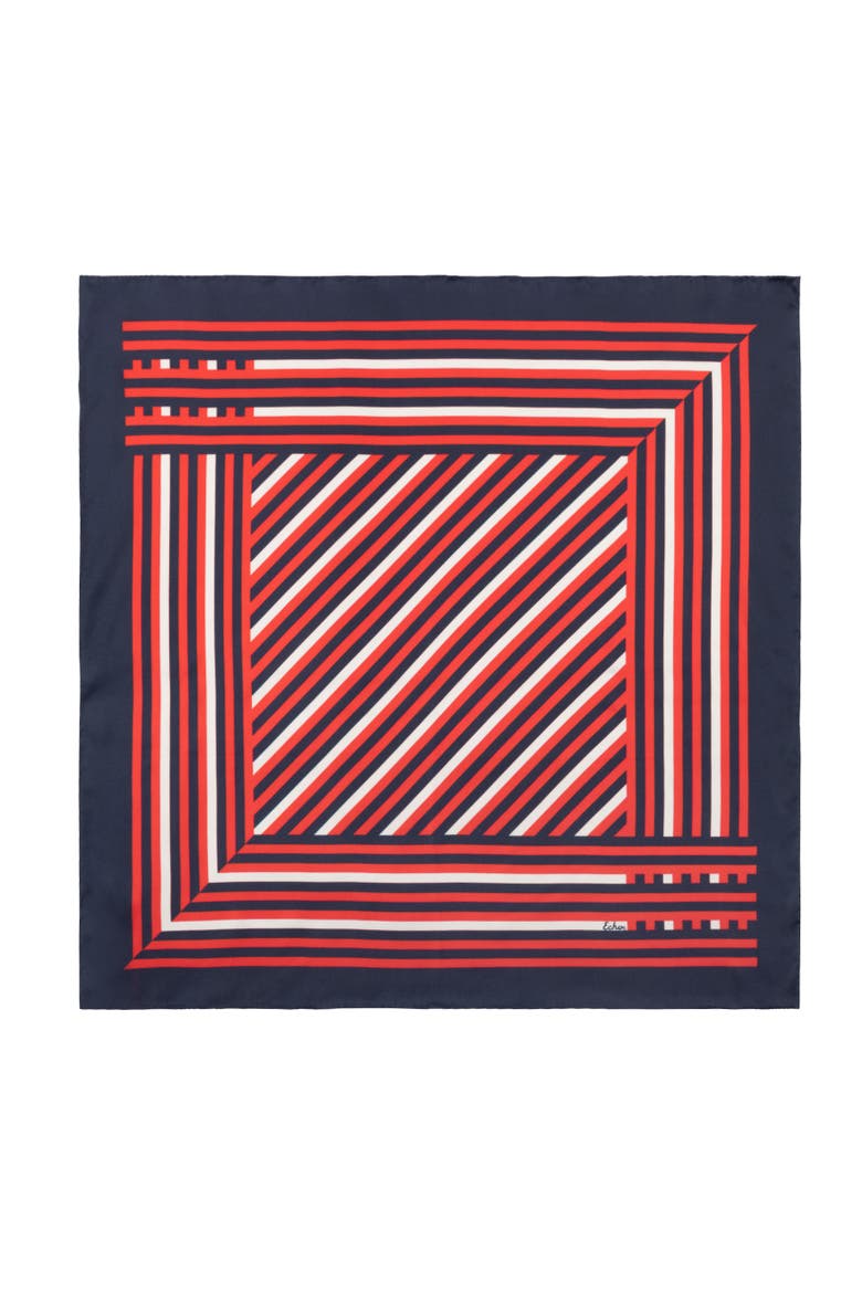 Stripes Silk Scarf, Main, color, Navy