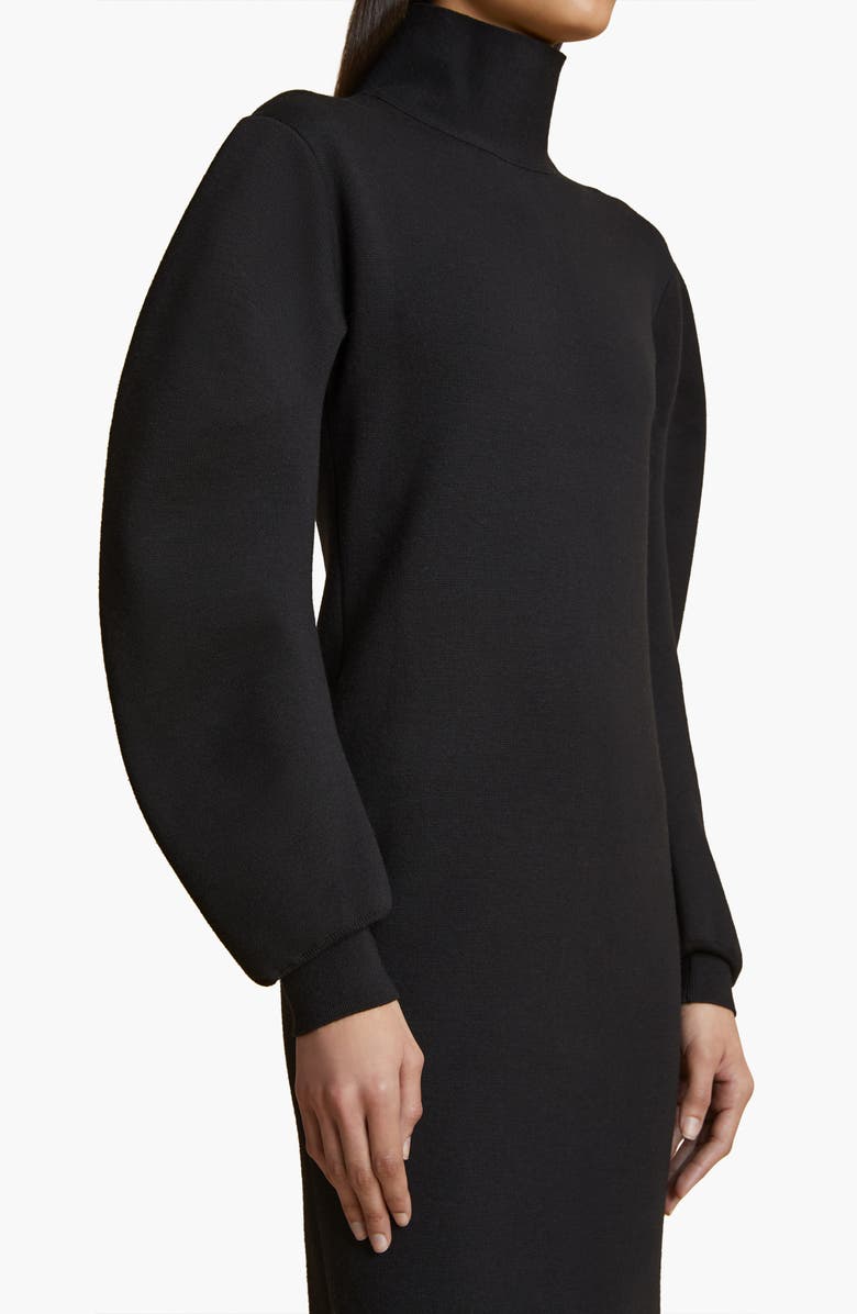 Khaite Storm Long Sleeve Merino Wool Blend Turtleneck Sweater Dress, Alternate, color, 