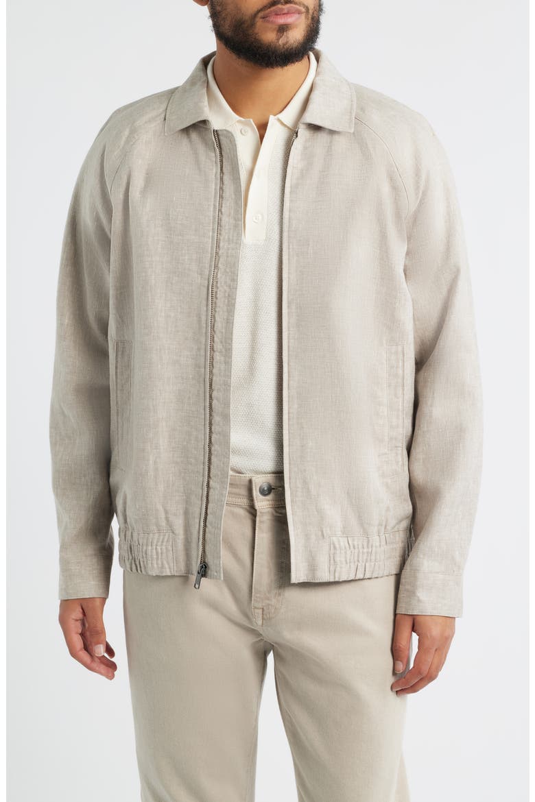 Linen Harrington Jacket, Main, color, GREY FUNGI - WHITE