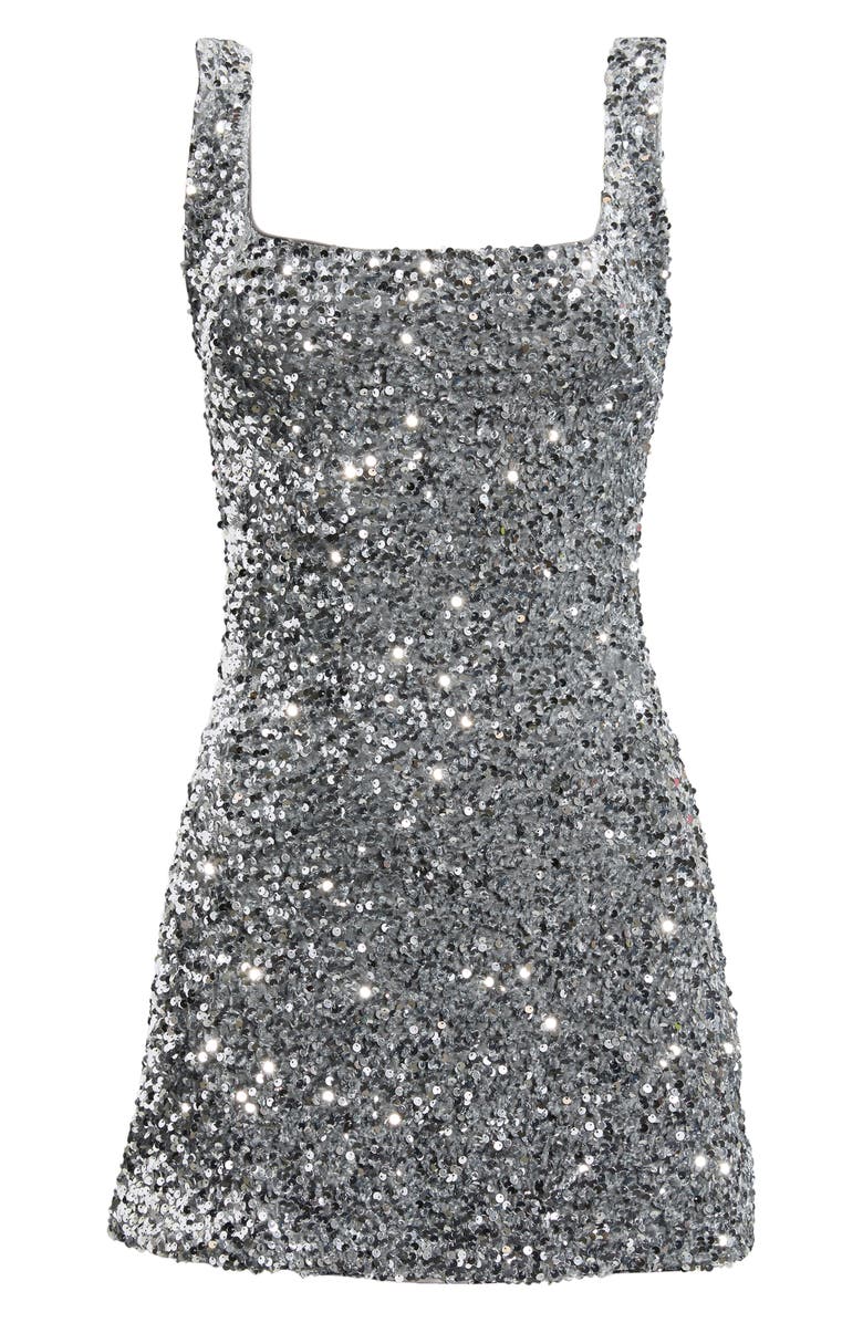 Princess Polly Miss Me Sequin Sleeveless Minidress, Main, color, Silver