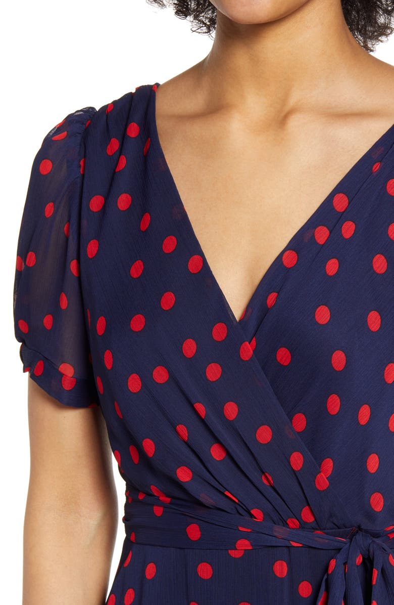 Connected Apparel Polka Dot Chiffon Dress, Alternate, color,