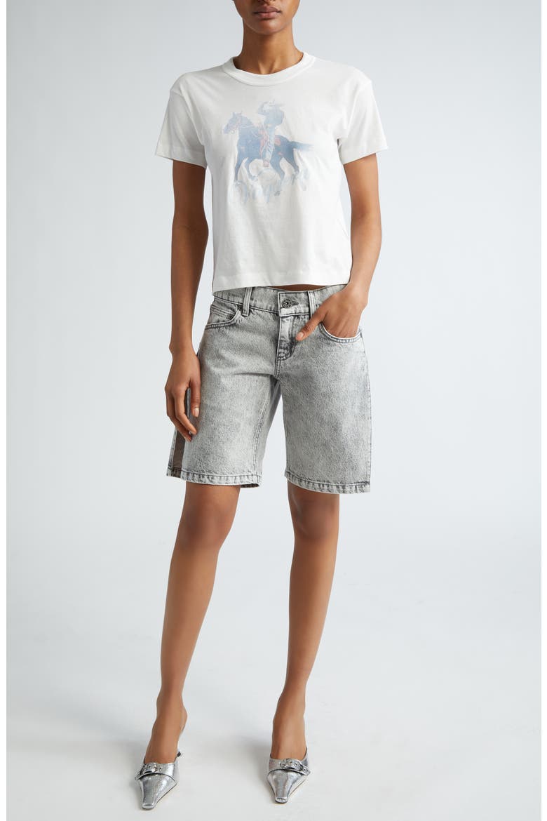 Split Leg Denim Shorts, Alternate, color, GREY