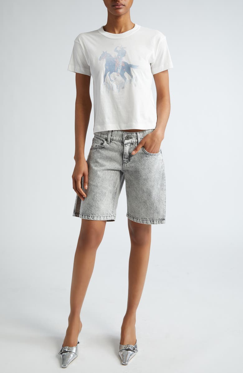 Vaquera Split Leg Denim Shorts, Alternate, color,