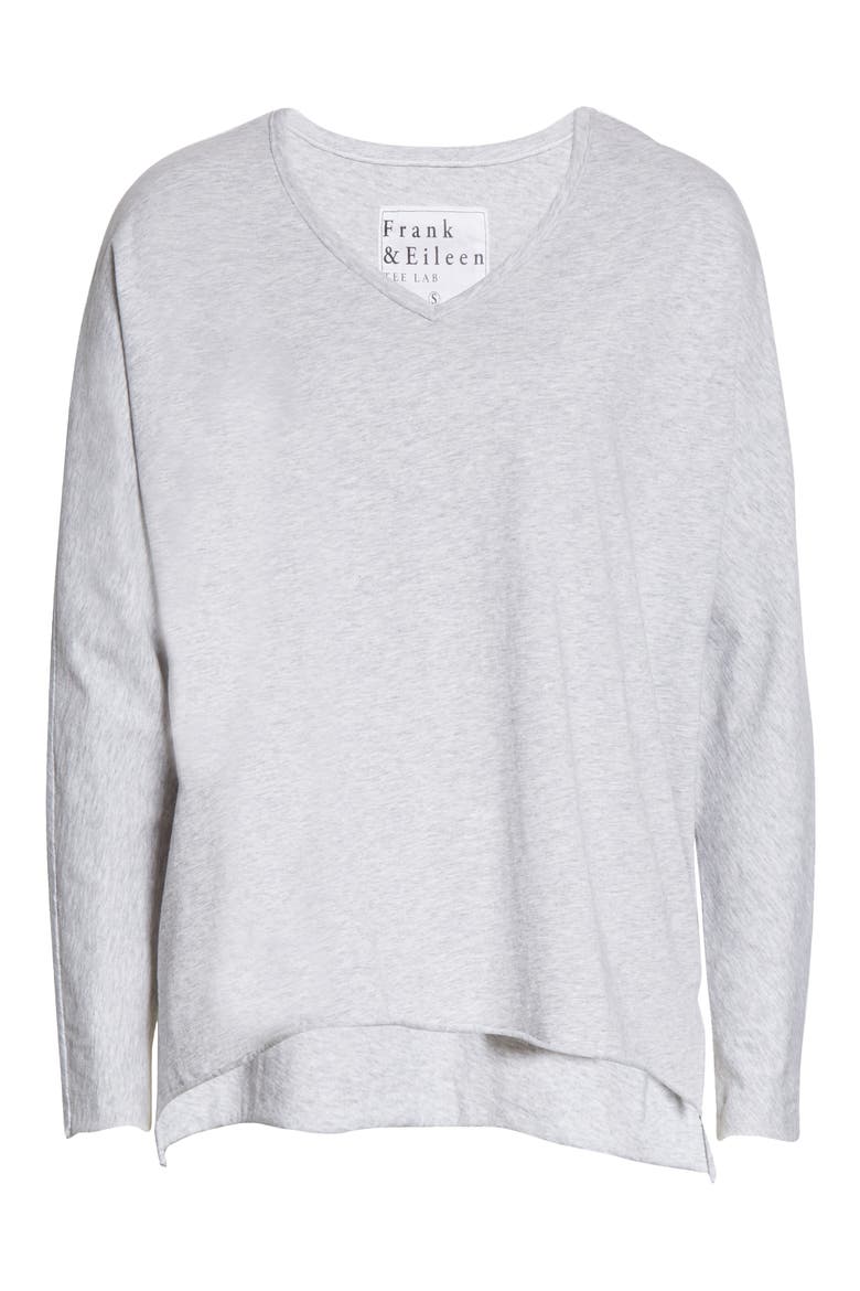V-Neck Long Sleeve T-Shirt, Alternate, color, GREY MELANGE