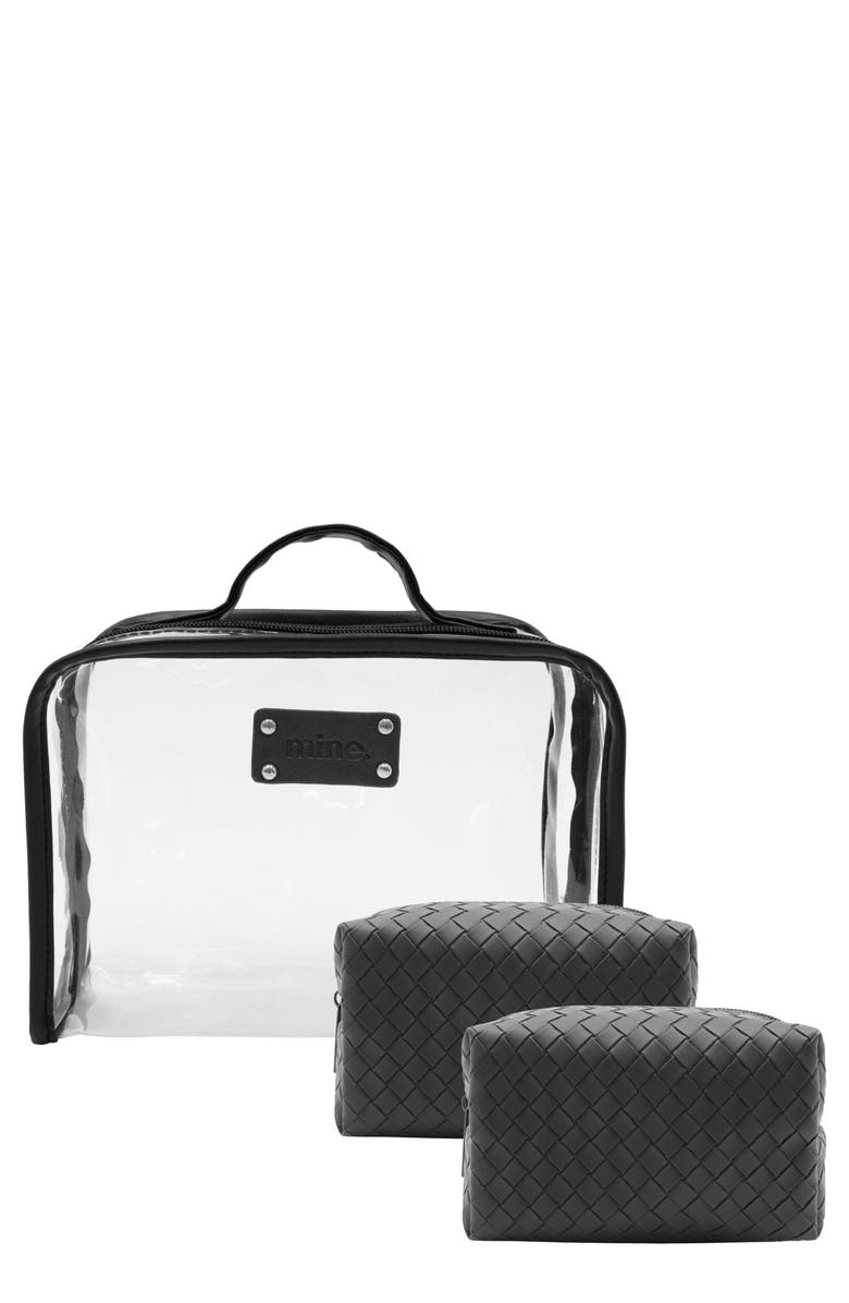 MYTAGALONGS Flaunt Set of 3 Cosmetic Bags, Main, color, Black