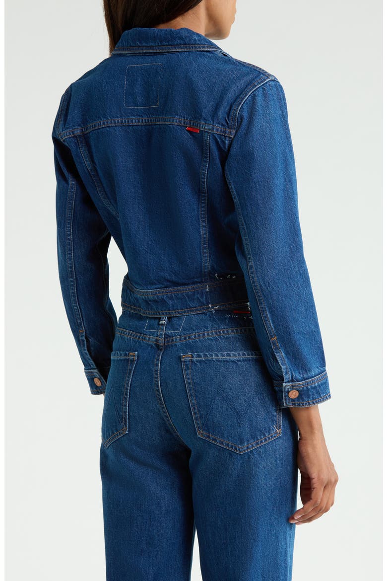 The Wingman Peter Pan Collar Denim Jacket, Alternate, color, CABIN FEVER