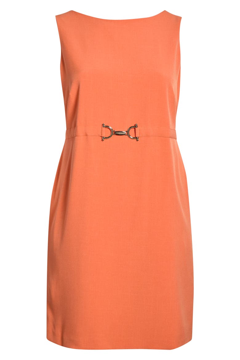 Buckle Belted Sheath Dress, Alternate, color, MANDARIN