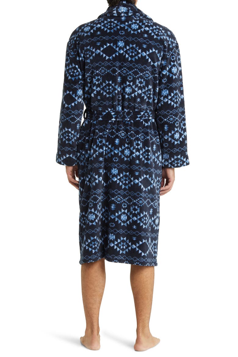Geo Pattern Shawl Collar Robe, Alternate, color, BLUE