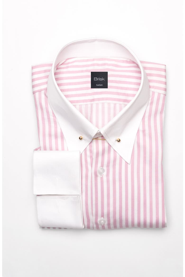 Bengal Twill Stripes Pima Cotton Shirt, Main, color, Golden Pin Collar