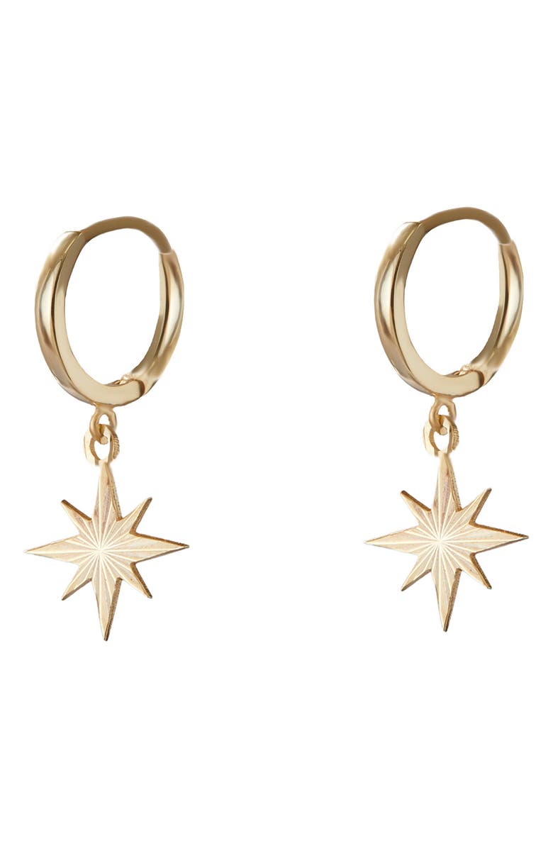 Argento Vivo Sterling Silver Star Drop Huggie Hoop Earrings, Main, color,