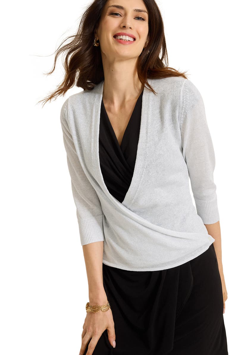 Tommy Bahama Addison Shimmer Convertible Linen Blend Cardigan, Alternate, color, 