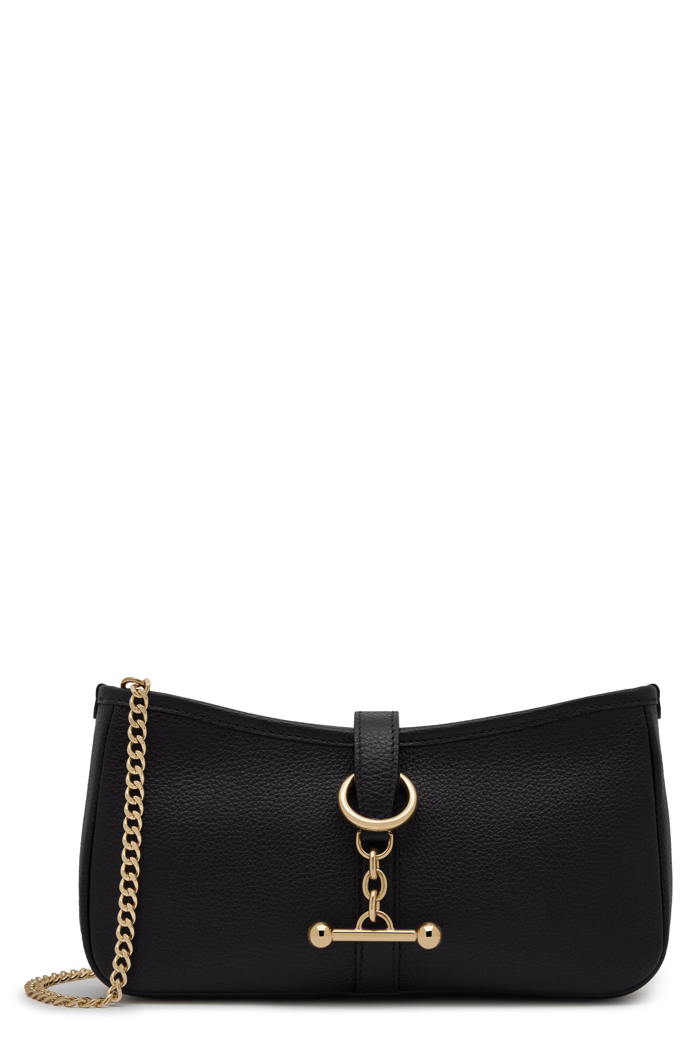 Kite Leather Wallet on a Chain, Main, color, BLACK