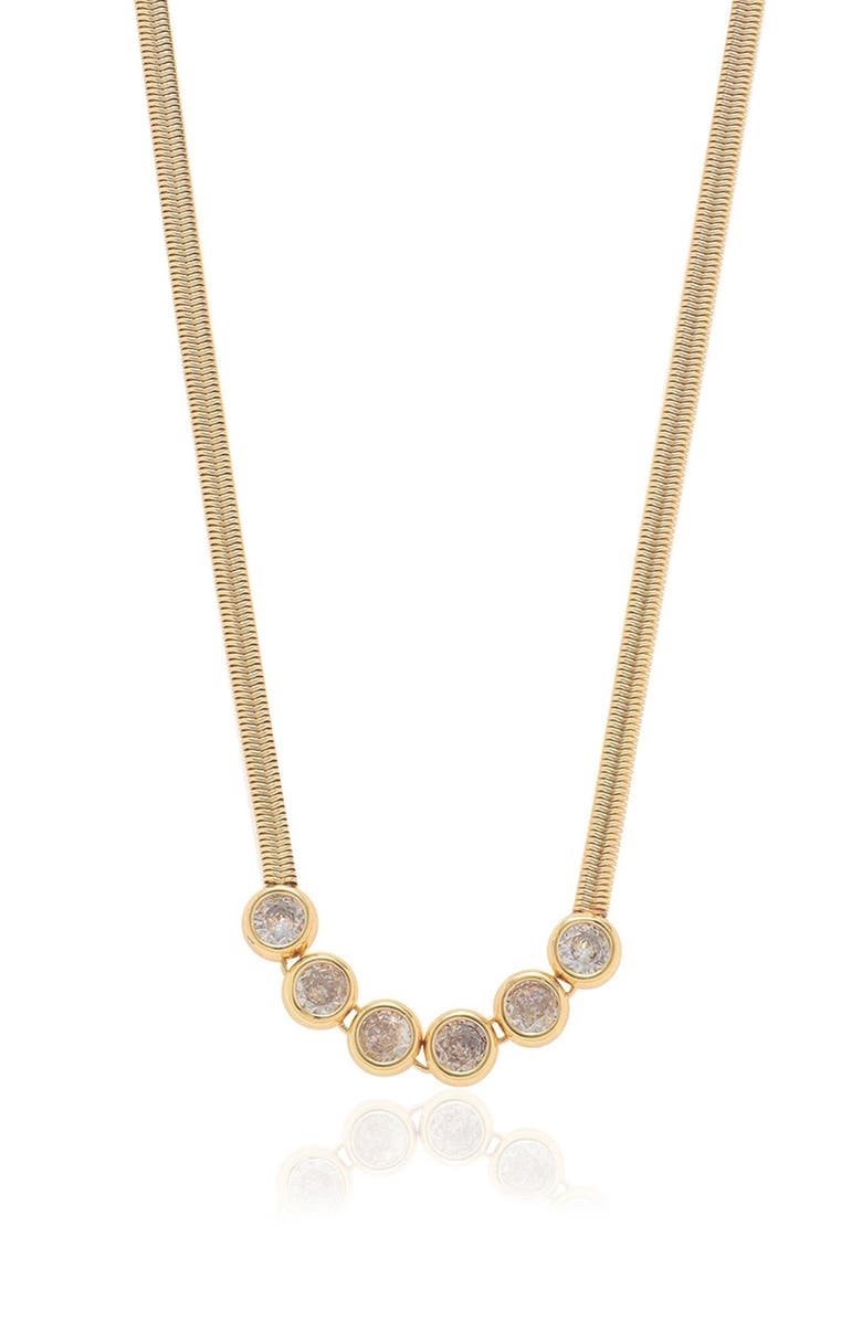 Ettika Crystal Snake Chain Frontal Necklace, Main, color, Gold