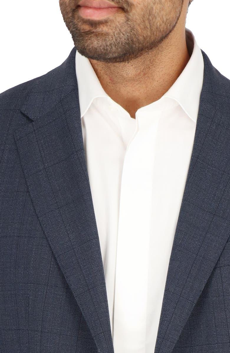 Scotch & Soda Navy Windowpane Check Stretch Wool Sport Coat, Alternate, color,