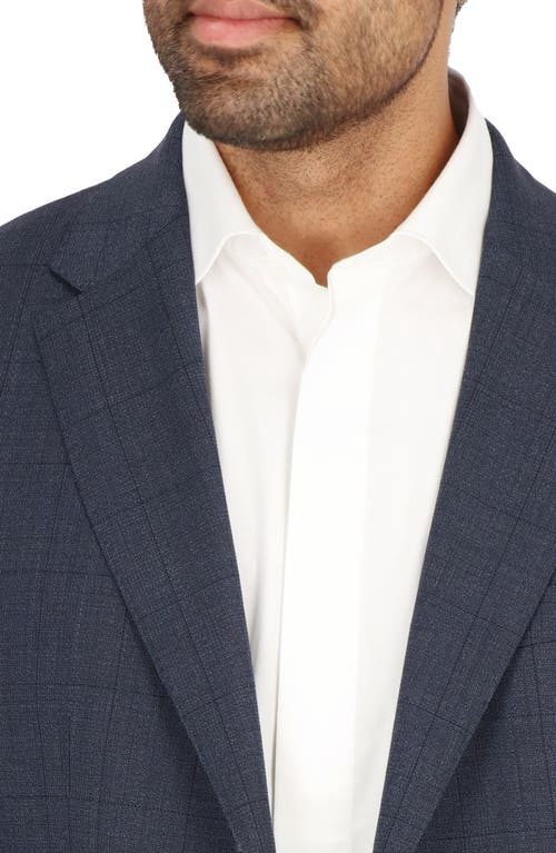 Scotch & Soda Navy Windowpane Check Stretch Wool Sport Coat In Navy Windowpane