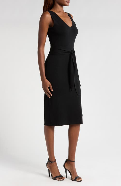Wayf Martini Tie Waist Sweater Dress In Black