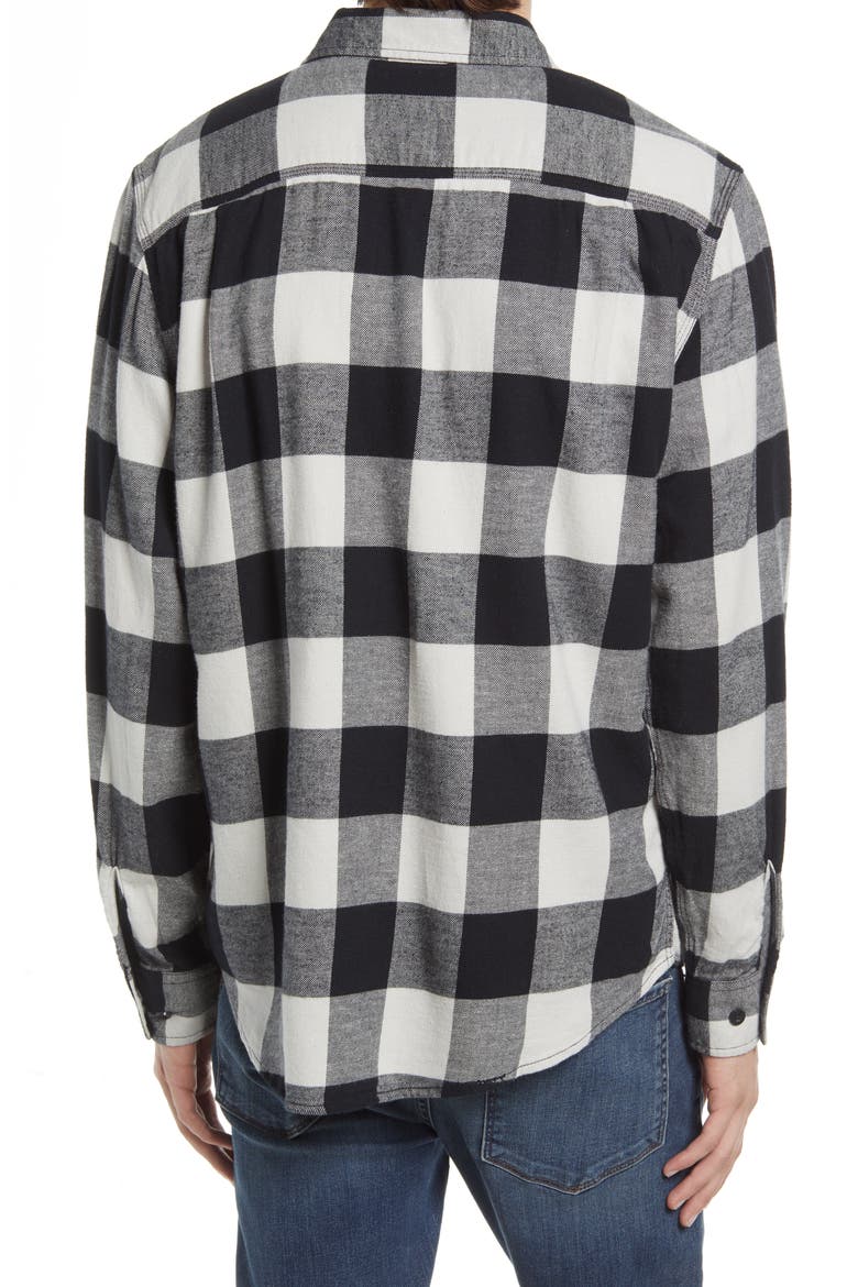 Bowery Check Flannel Button-Up Shirt, Alternate, color, BLACK/ VAPOR