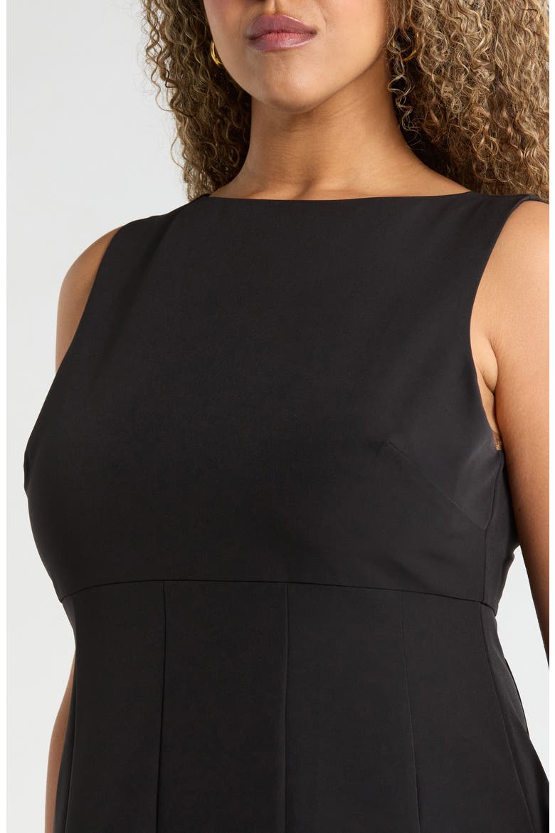 Bateau Neck Seamed Midi Dress, Alternate, color, BLACK