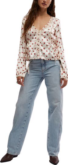 Field of Roses Satin & Lace Top