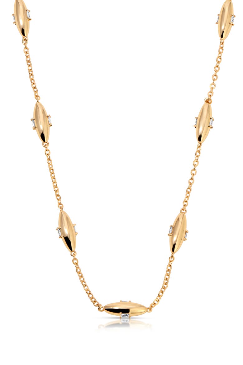 Oval Dome Station Chain Necklace, Alternate, color, GOLD