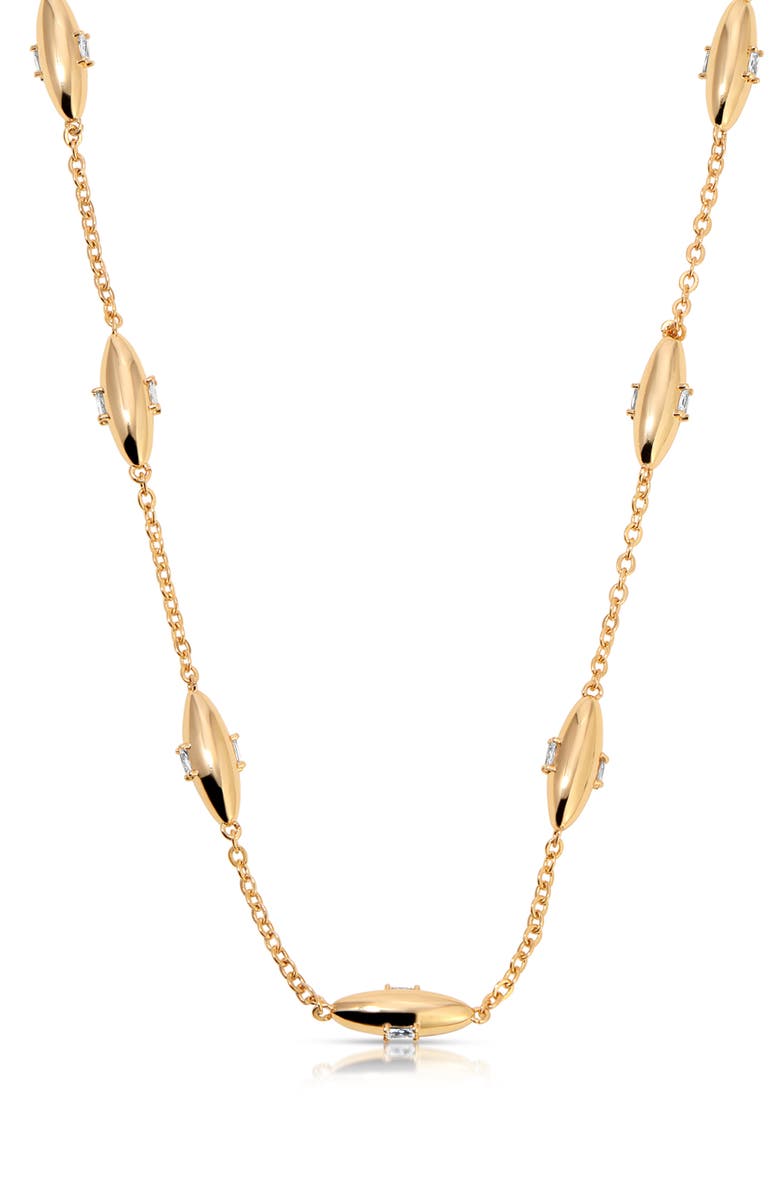 Ettika Oval Dome Station Chain Necklace, Alternate, color, Gold