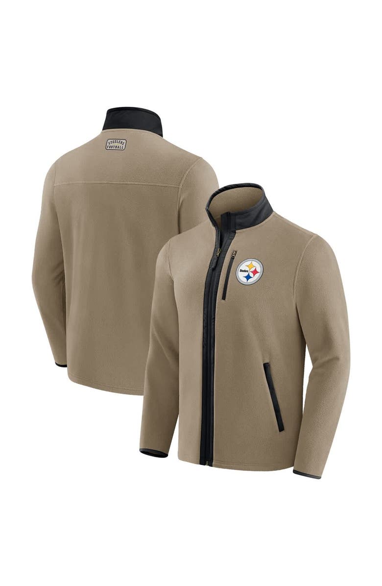 Darius Rucker Collection by Fanatics Men's NFL x Darius Rucker Collection by Fanatics Tan Pittsburgh Steelers Heavyweight Polar Fleece Full-Zip Jacket, Main, color, Tan
