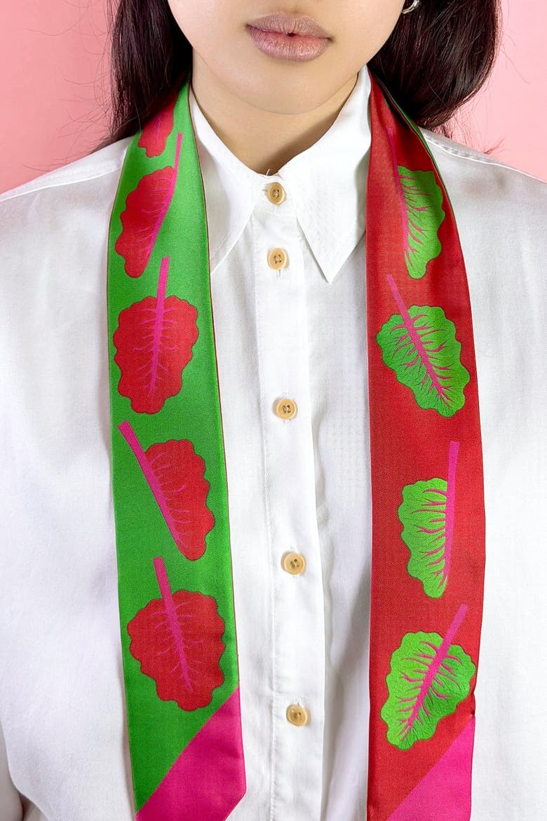 Glowing Chard Twilly Ribbon Scarf, Alternate, color, Green