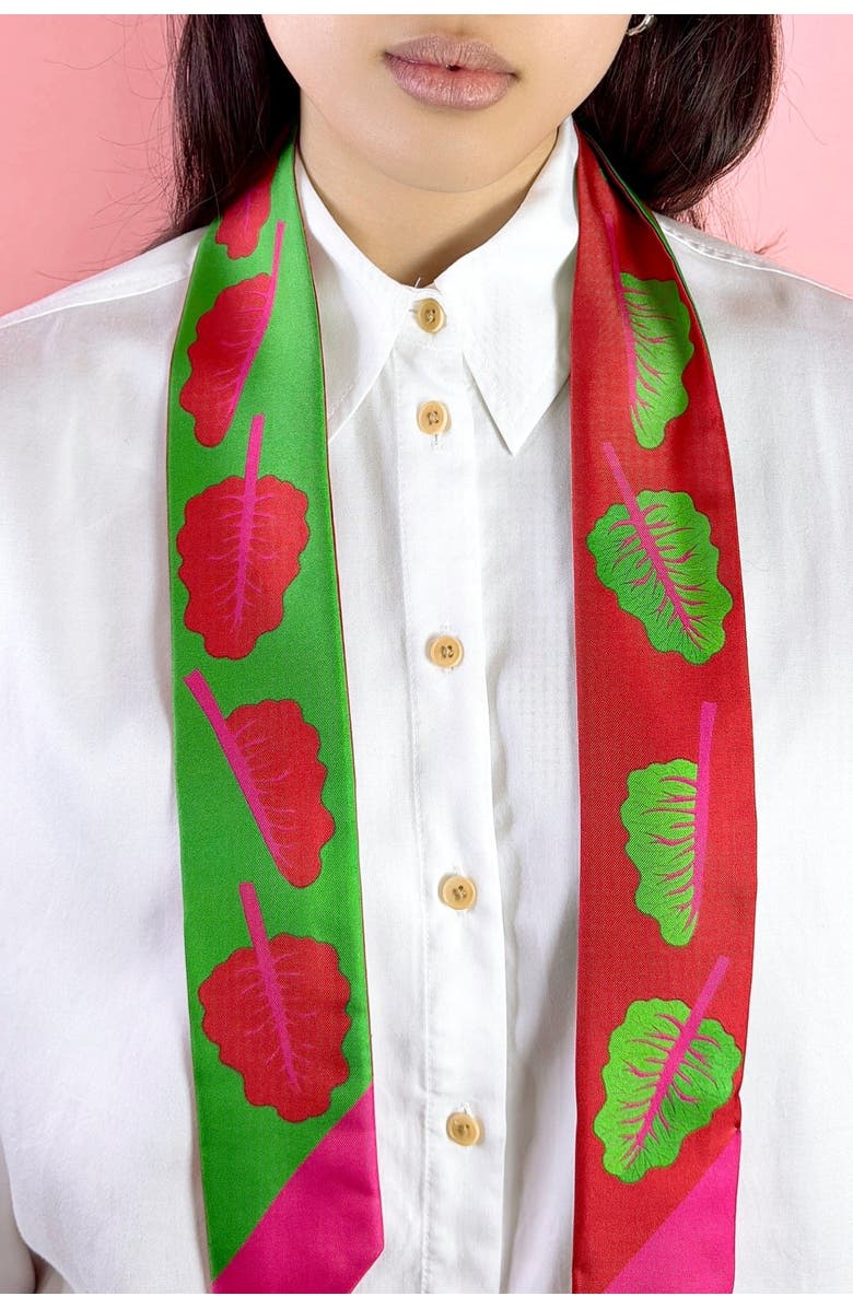 Centinelle Glowing Chard Twilly Ribbon Scarf, Alternate, color, Green