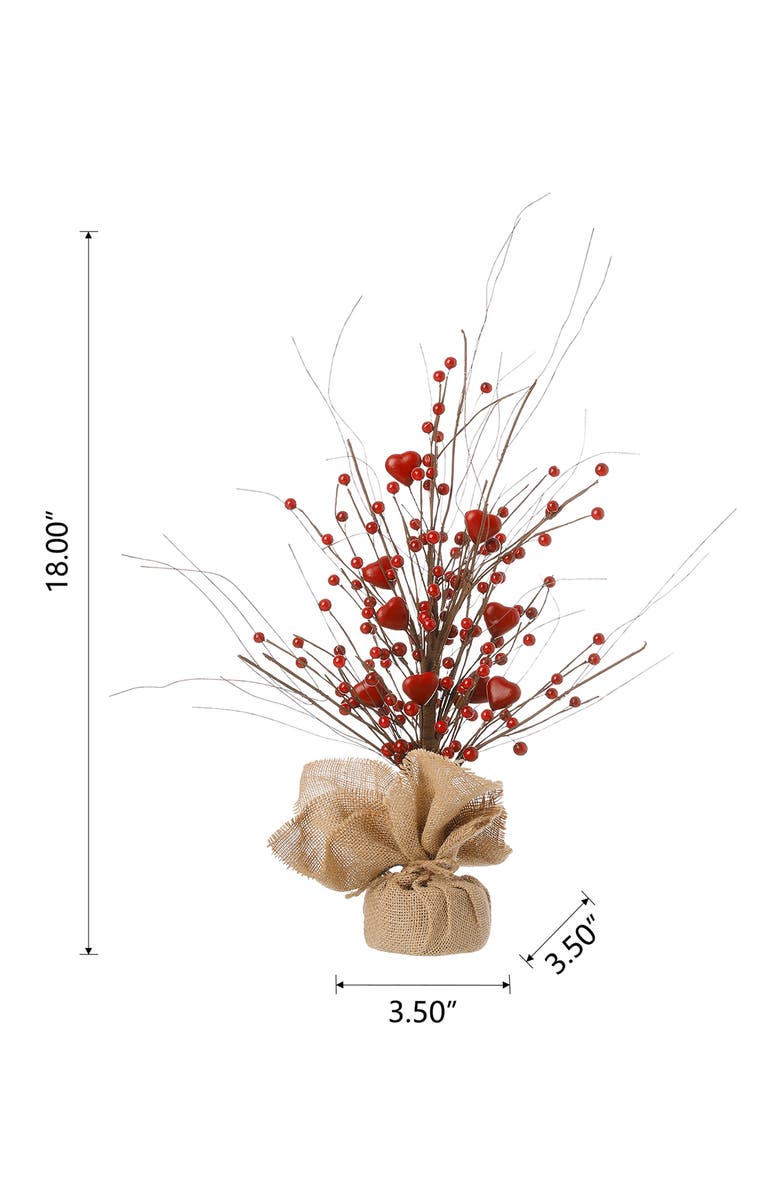Glitzhome 18"H Lighted Valentine
s Berry Heart Table Tree, Alternate, color, Red