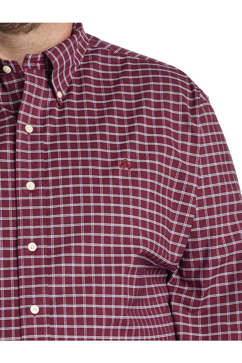 Big & Tall Non-Iron Check Sport Shirt, Alternate, color, ZINFANDEL
