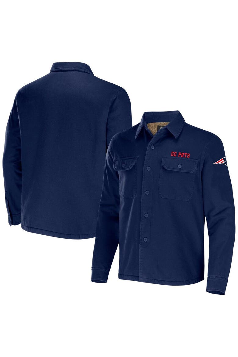 Men's NFL x Darius Rucker Collection by Fanatics Navy New England Patriots Canvas Button-Up Shirt Jacket, Main, color, Navy