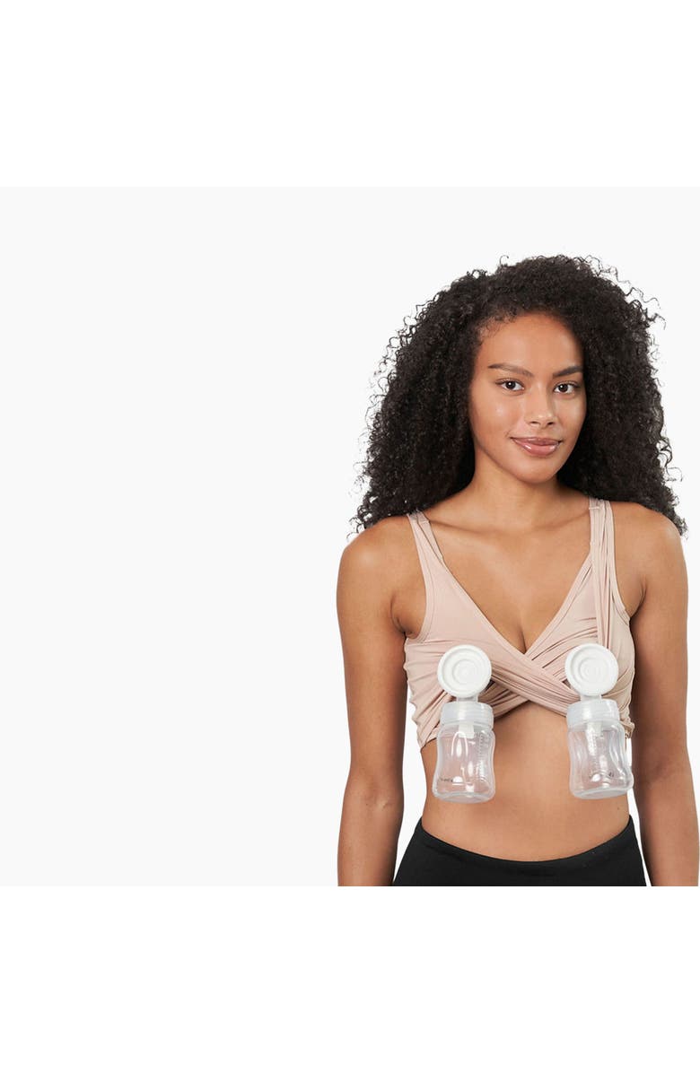 LARKEN X Maternity, Nursing + Hands - Free Pumping Bra, Alternate, color, Sand