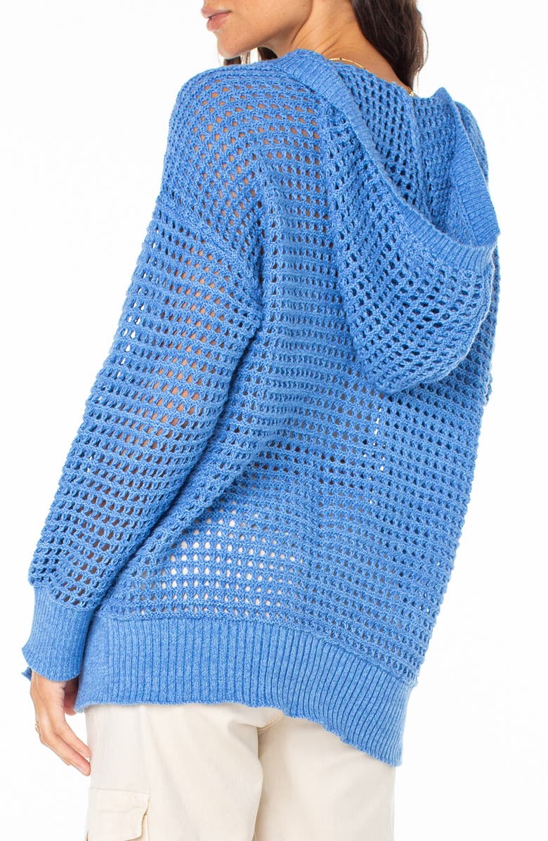 Roxy Thea Open Stitch Cotton Hoodie Cardigan, Alternate, color, Riviera Solid