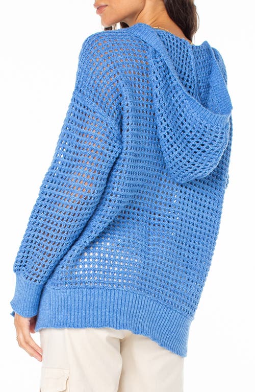 Roxy Thea Open Stitch Cotton Hoodie Cardigan In Riviera Solid