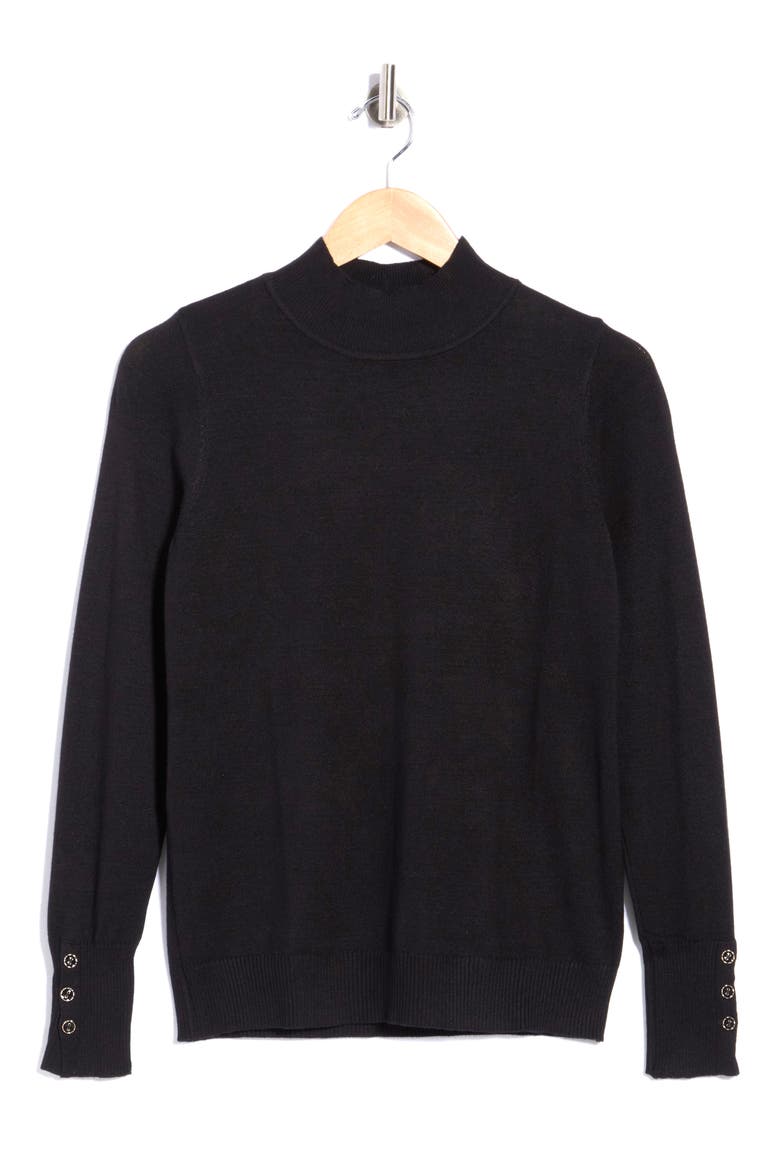 Mock Neck Sweater, Main, color, BLACK