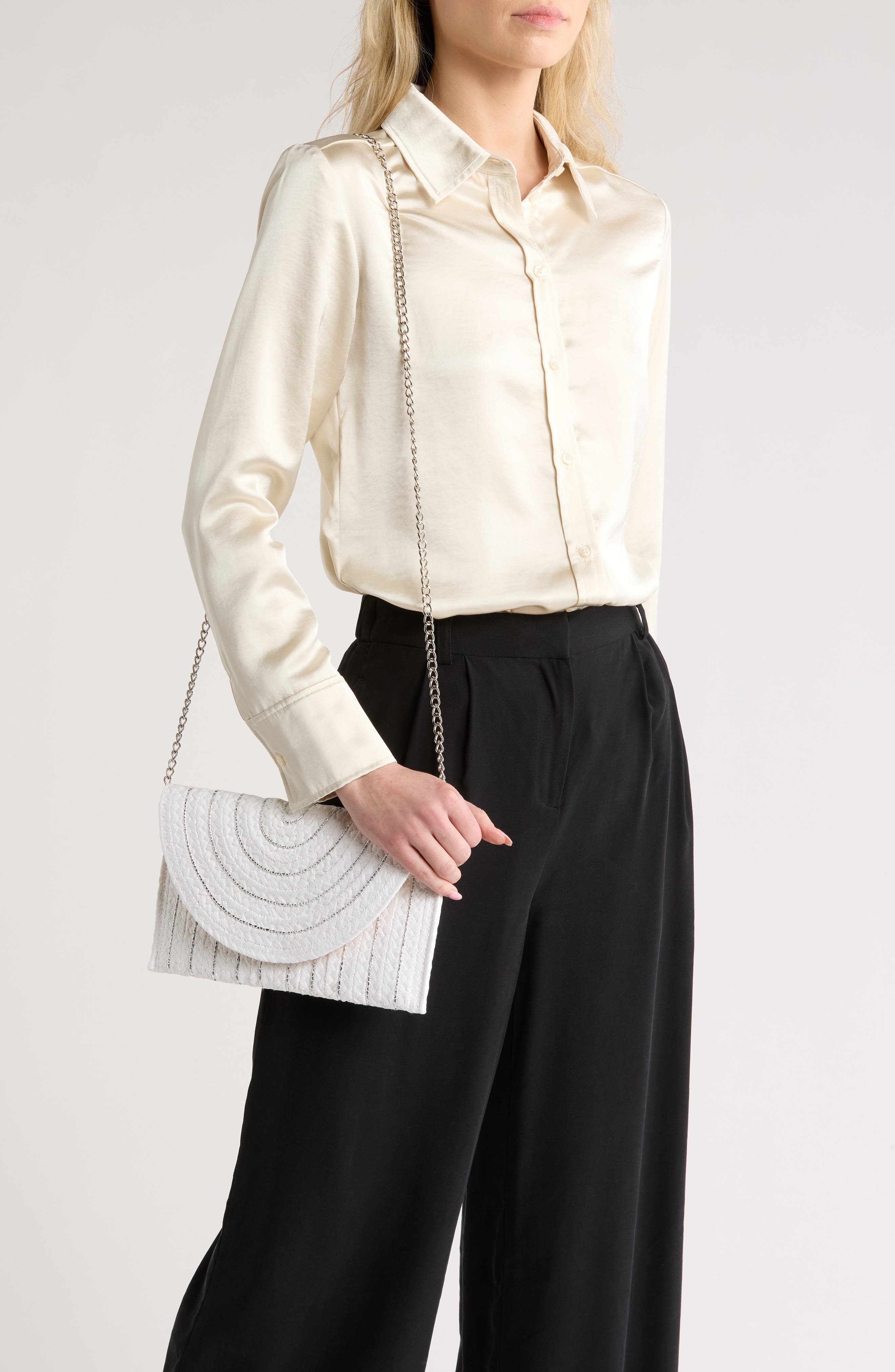 Collection XIIX Straw Clutch, Alternate, color, White