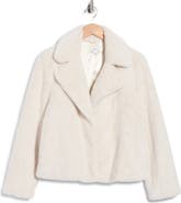 CeCe Faux Fur Notch Collar Short Jacket