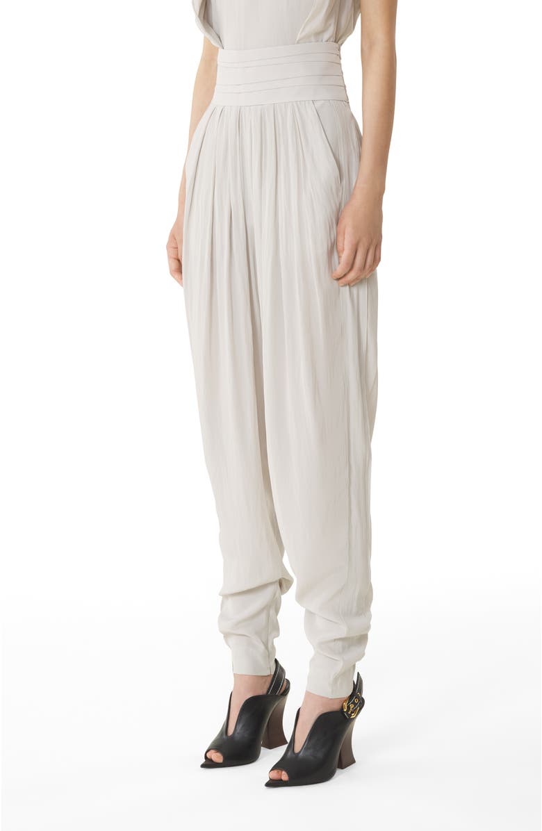 Lanvin White Draped Charmeuse Pants, Alternate, color, White