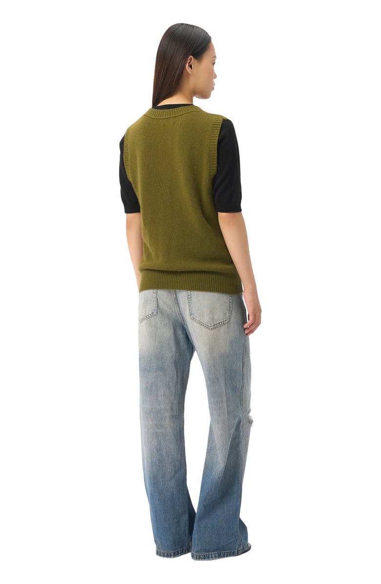 GOBI Mongolian Cashmere Women's Relaxed V-Neck Cashmere Vest, Alternate, color, Olive Drab