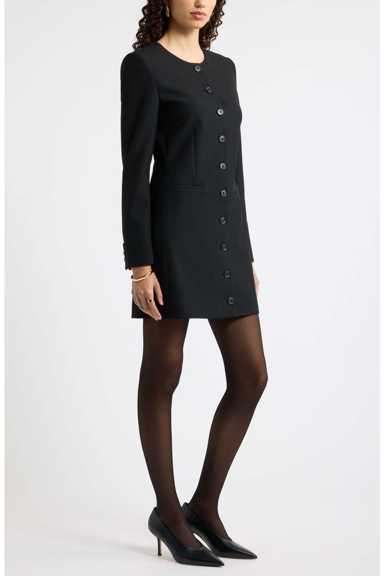 Collarless Blazer Minidress, Alternate, color, BLACK